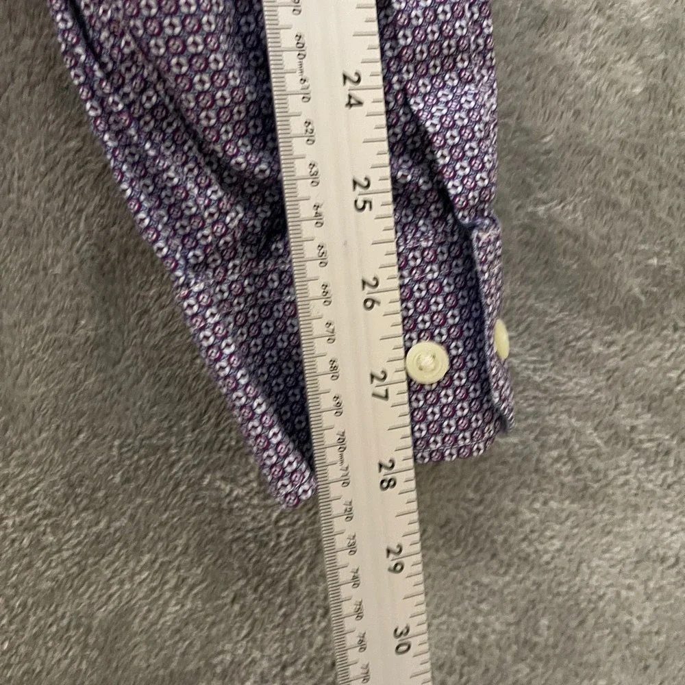 Banana Republic Men Soft Wash Slim Button Down Shirt 2XLT Purple Micro Print